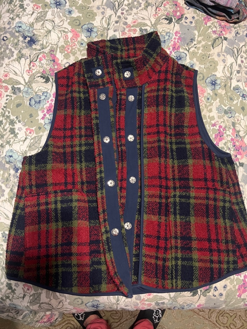 Natural Life Red Plaid Fleece Vest
